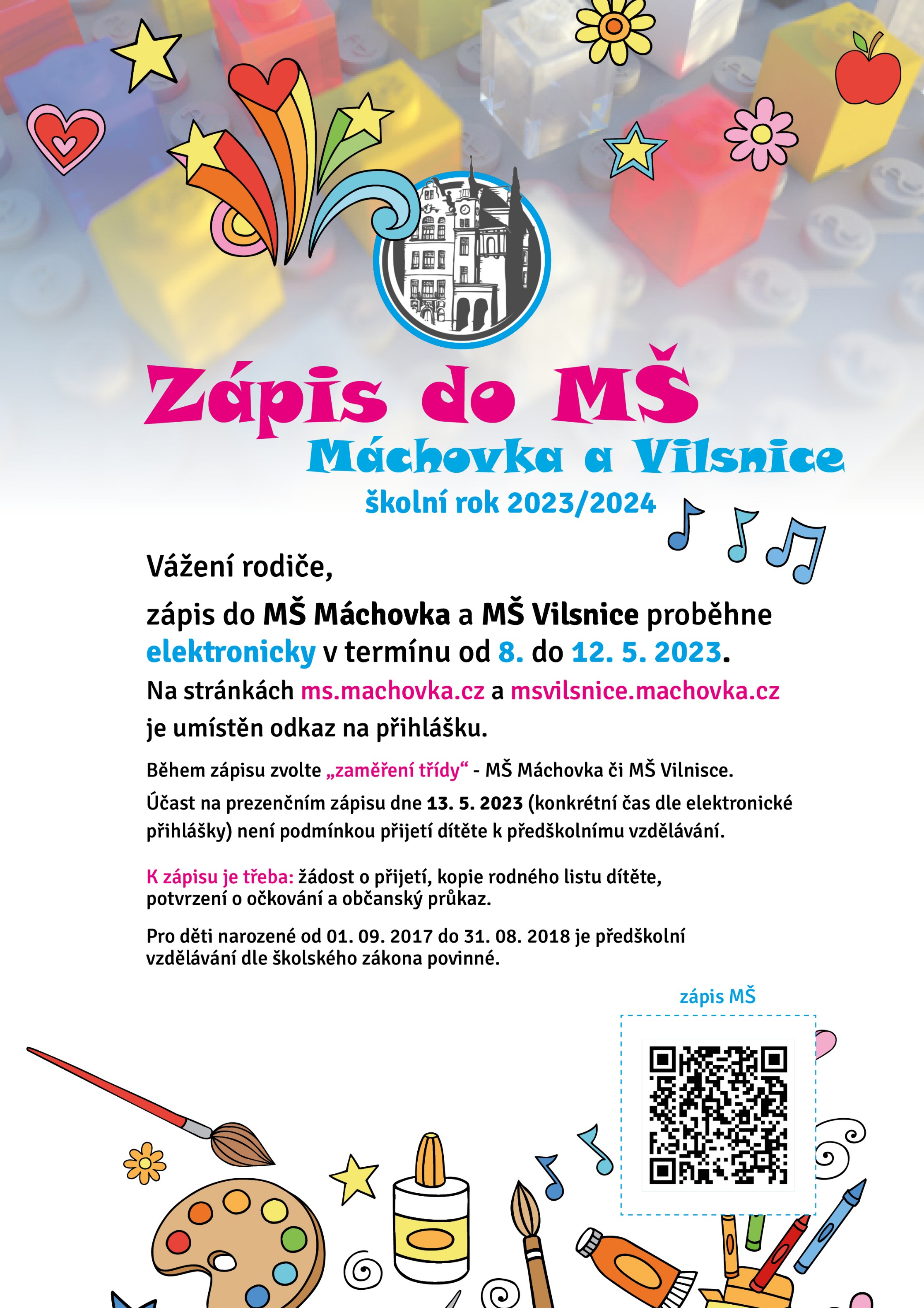 Zápis do MŠ Máchovka a MŠ Vilsnice